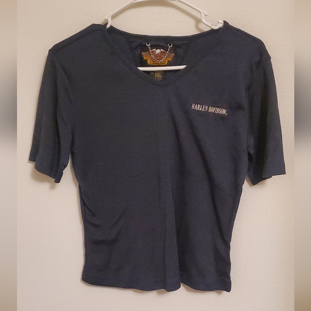 Harley-Davidson Women's Black V-Neck Top Size Medium